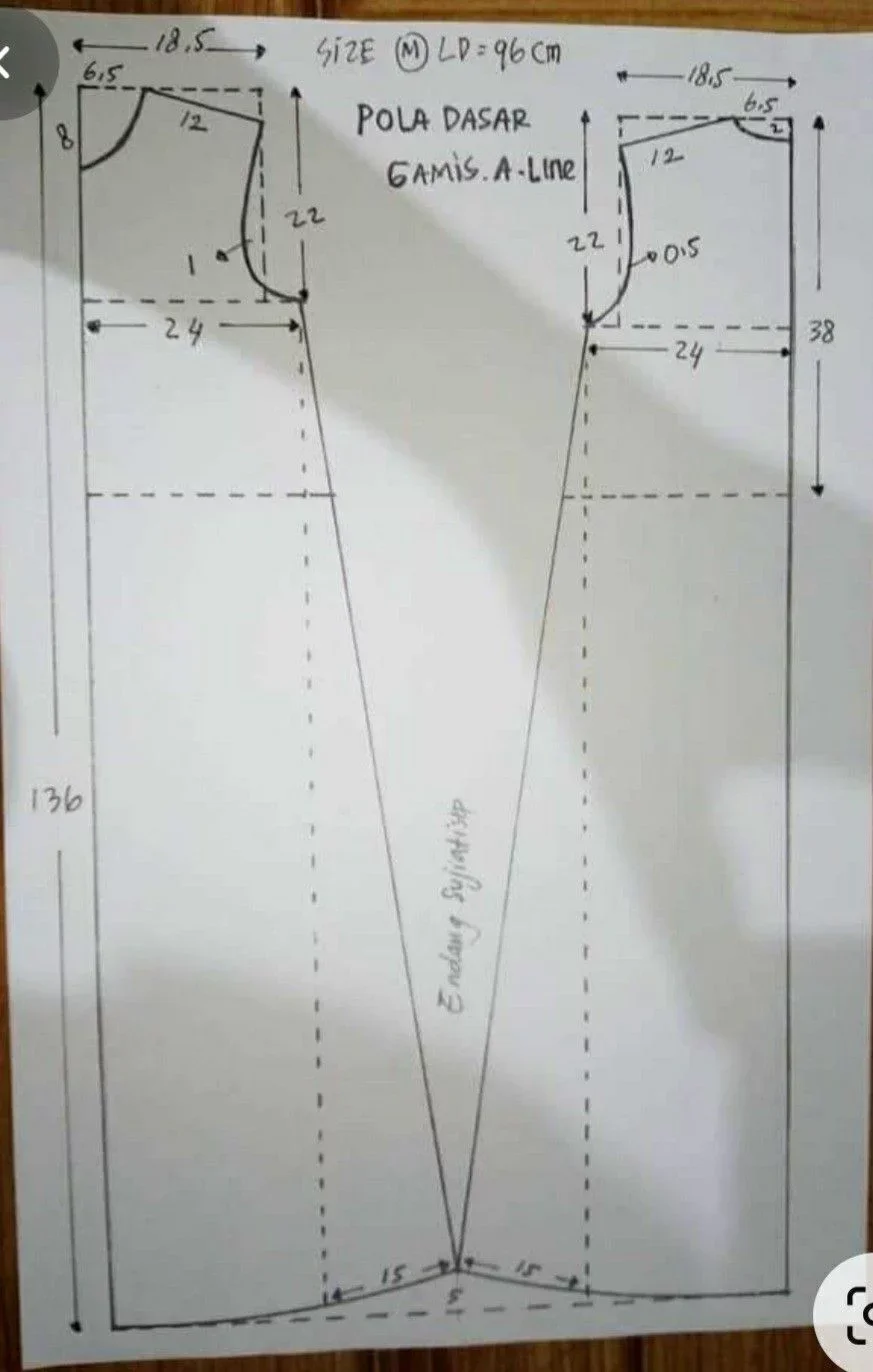Original photo of A-Line Gamis Sewing Pattern Size M