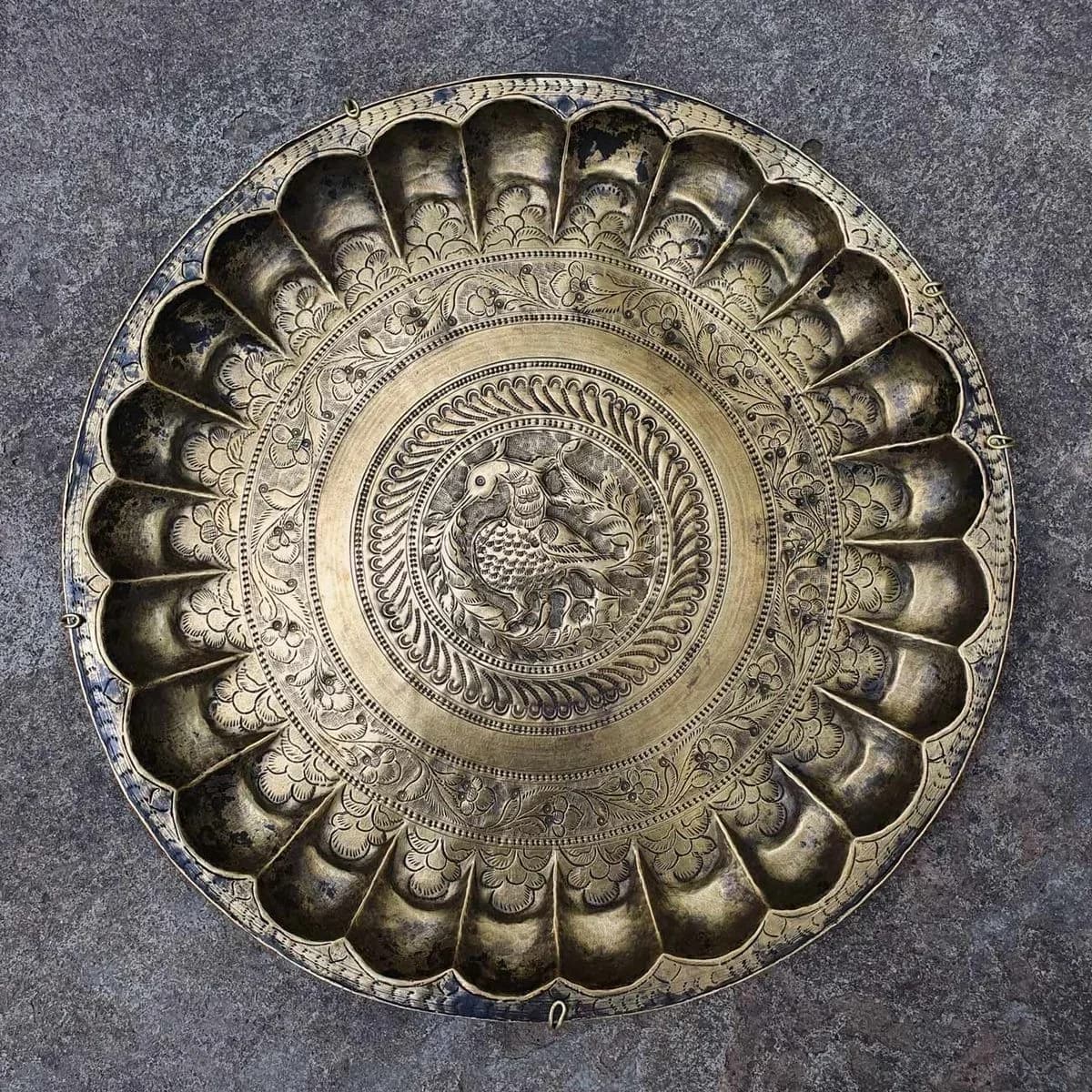 Original photo of Antique Brass Engraved Charger Plate