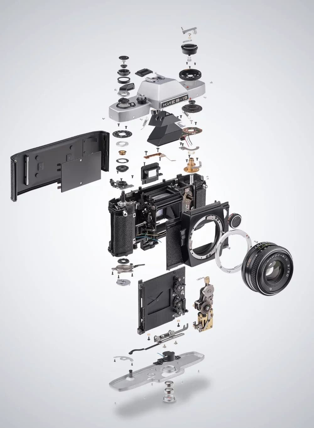 Original photo of Kiev-19 SLR Camera Exploded View