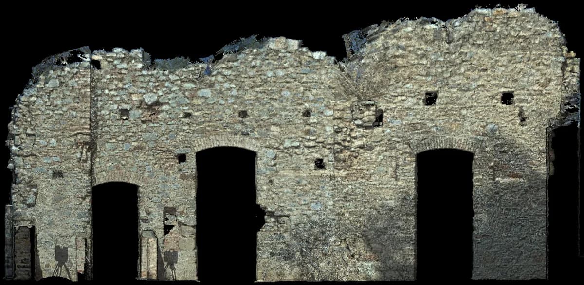 Original photo of Zobor Church Ruin Arcade Elevation from a Laser Scan